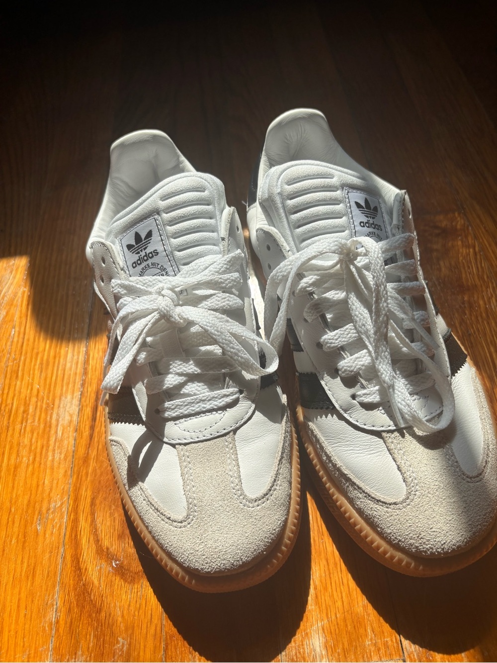 adidas Kids White Sneakers with Black Stripes